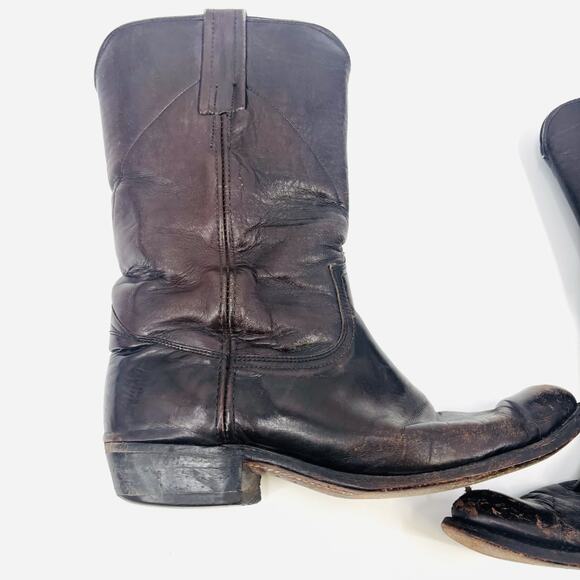 Vintage 1970s Frye Boots Mens Size 9.5 Brown Cowboy Roper Black Tag Campus Rare main image 11